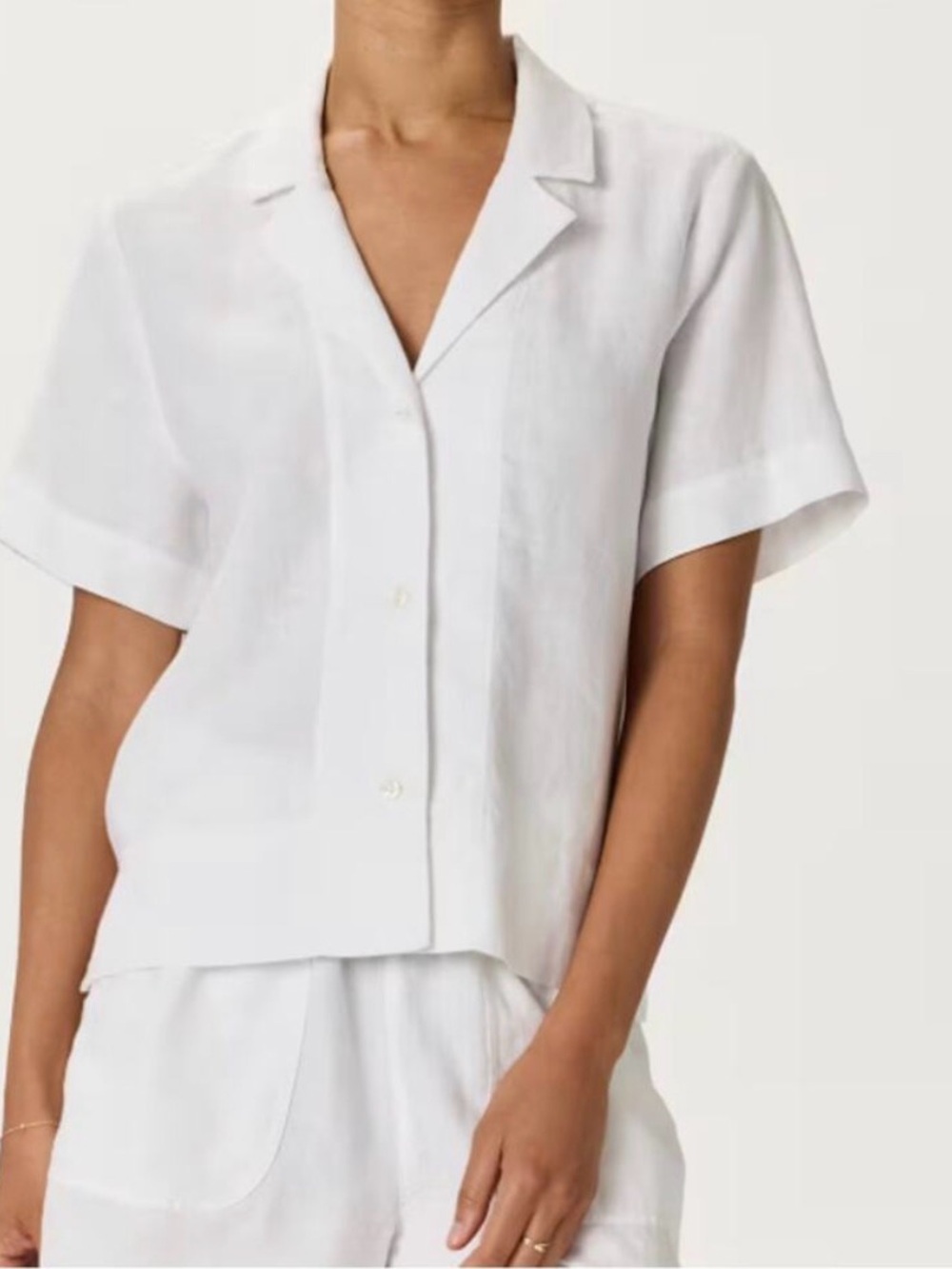 NWOT Quince Women's 100% European Linen Short Sleeve Shirt White Size L